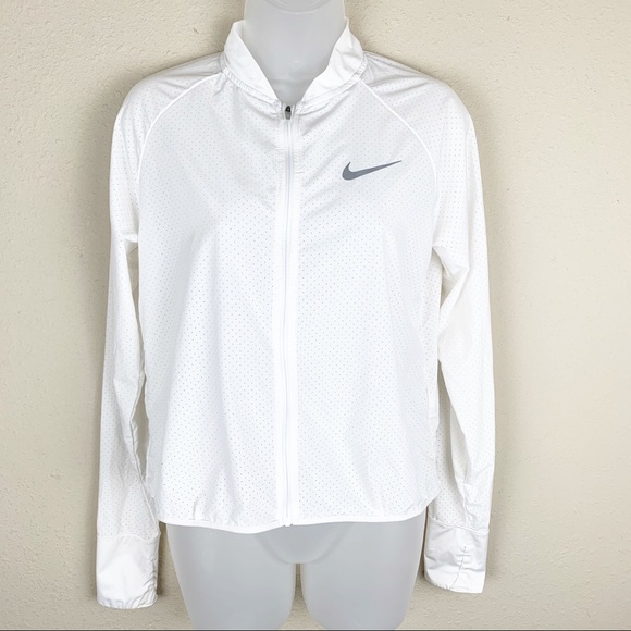 nike white running jacket